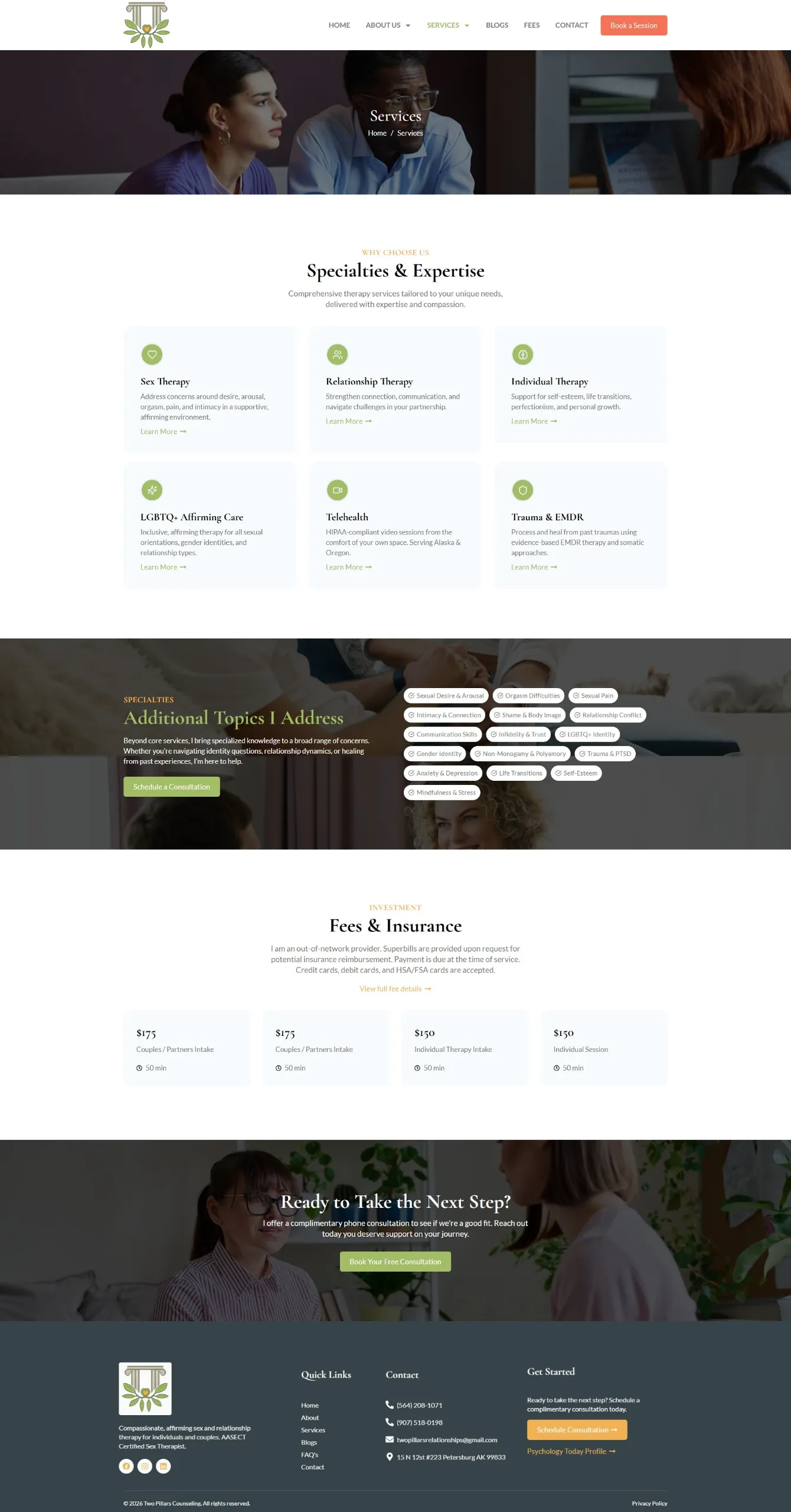 Clear counseling services website design