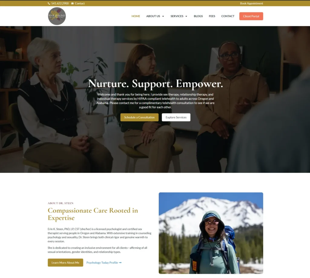 Dr. Erin K. Steen therapy website template