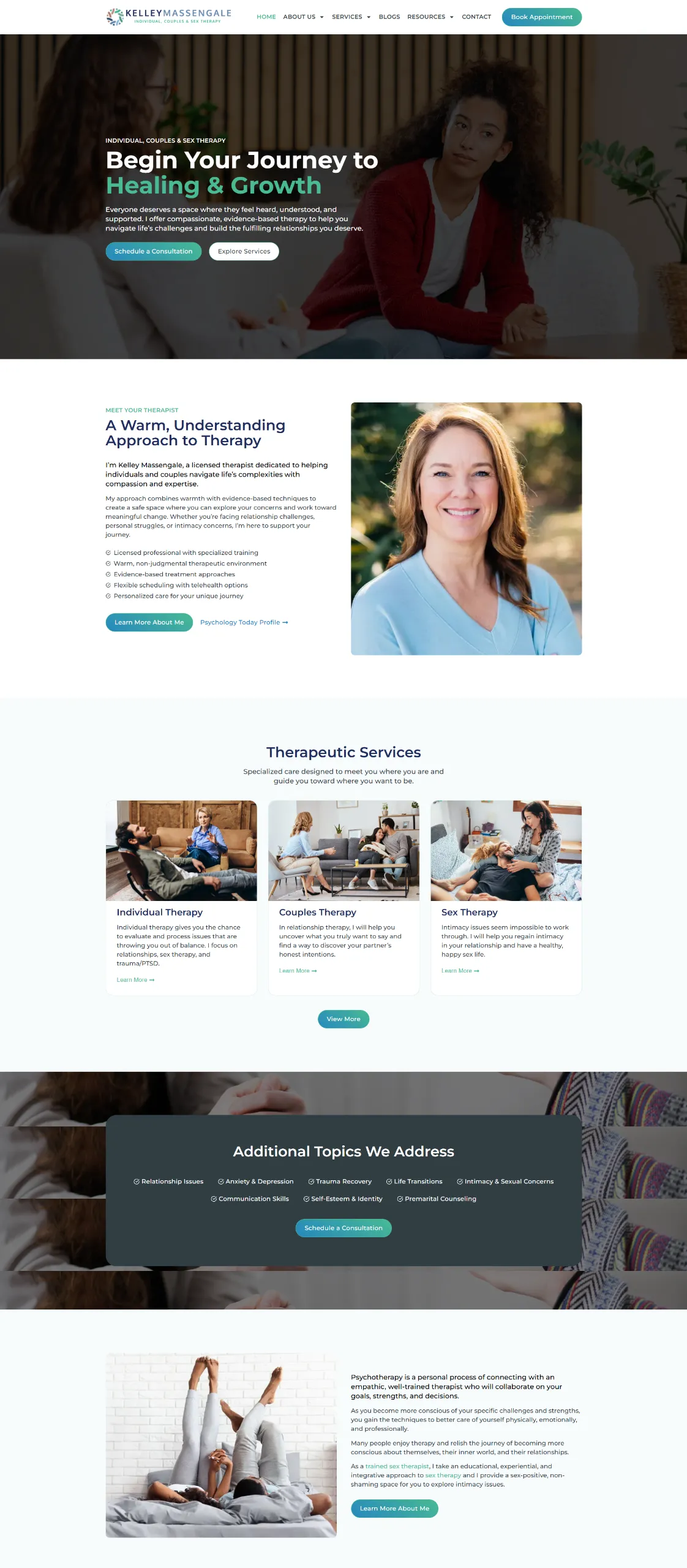 Kelley Massengale Therapy Homepage Design