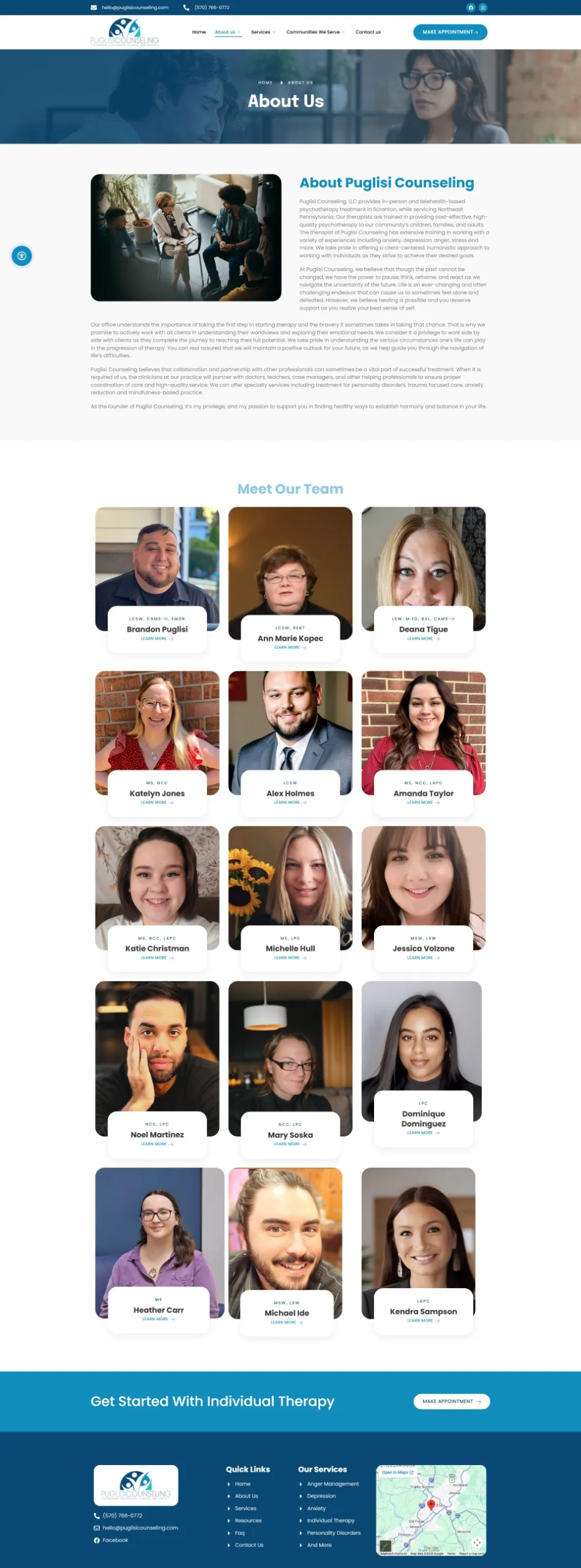 Puglisi Counseling therapy services page redesign