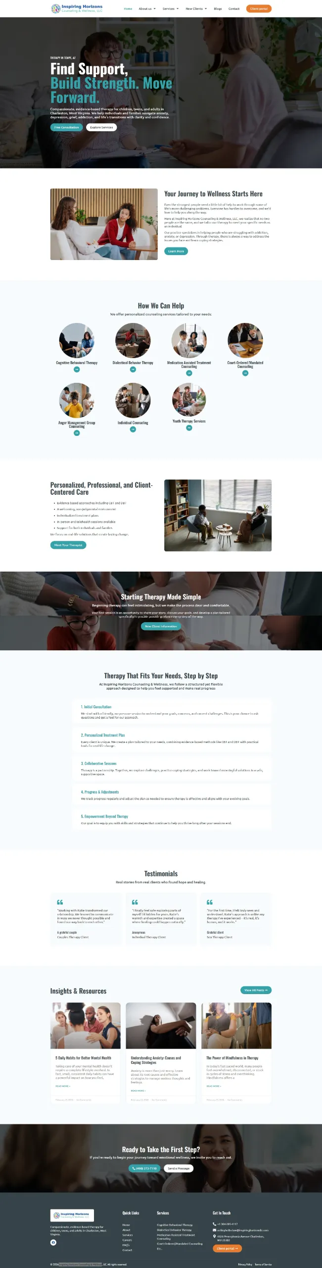 Inspiring Horizons Counseling Homepage Design