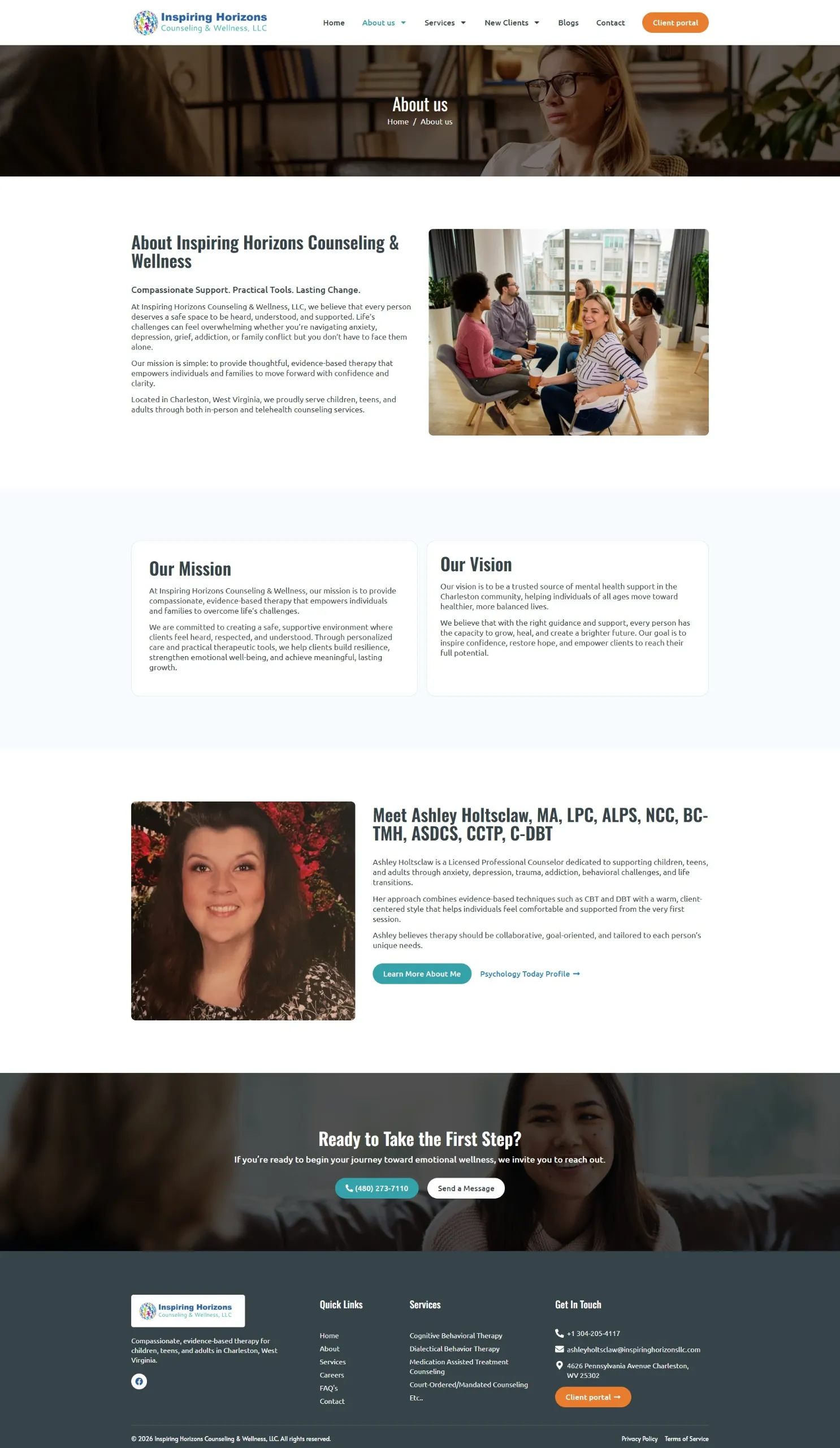 Inspiring Horizons Counseling About Page Design