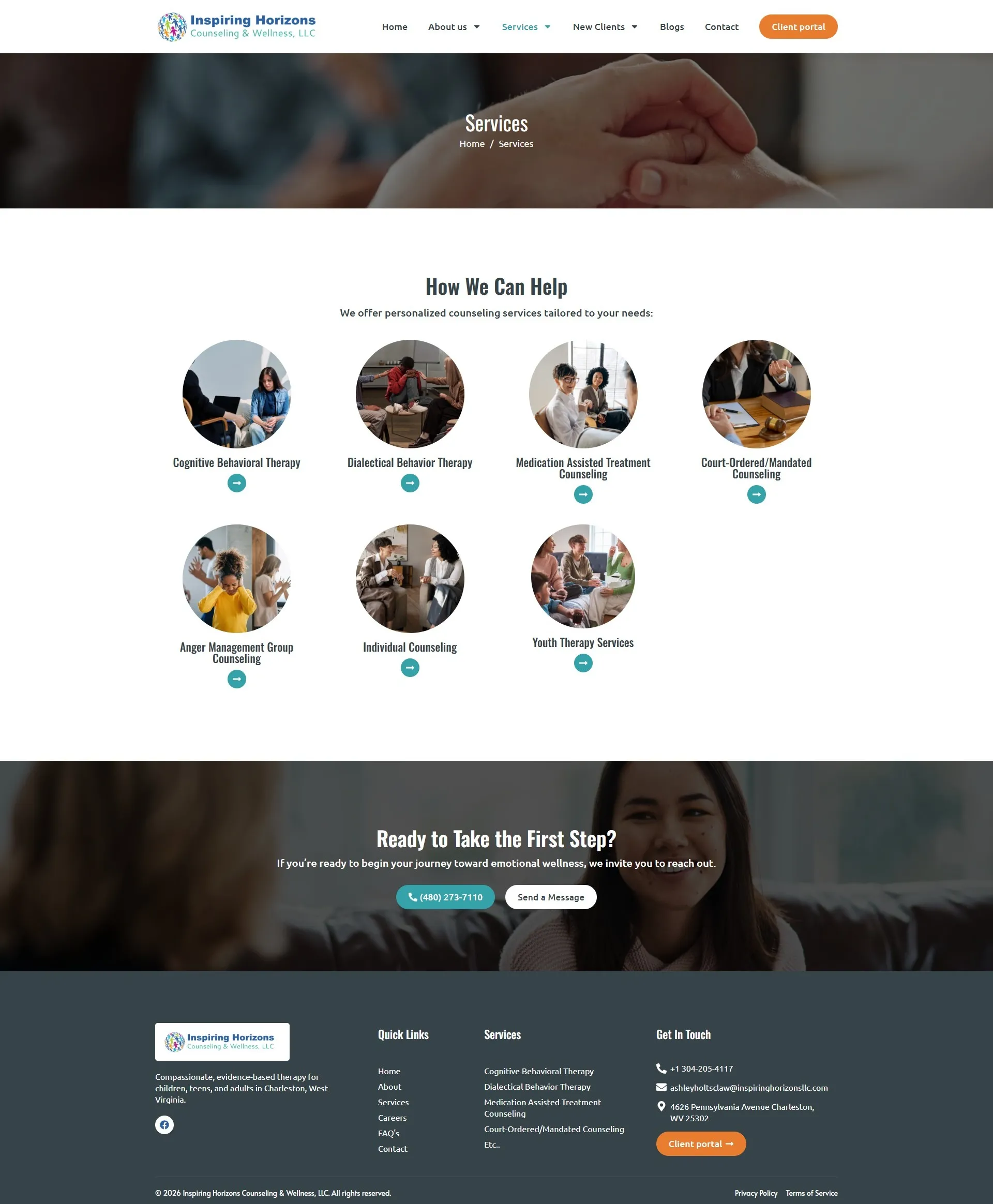 Inspiring Horizons Counseling Services Page Design
