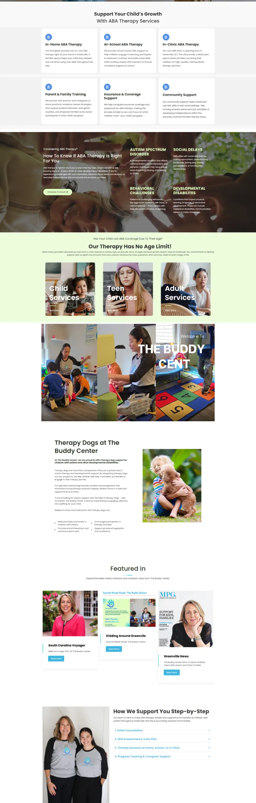 The Buddy Center redesigned ABA therapy website showcase