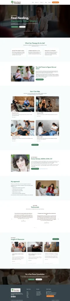 Citrus Grove Counseling homepage website design