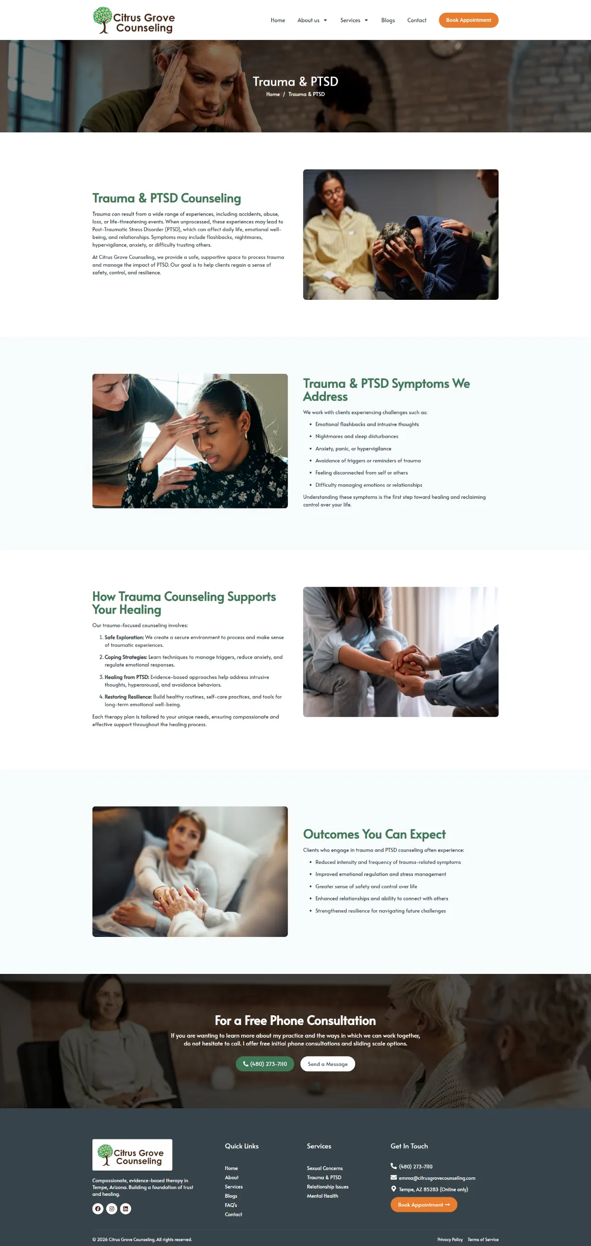 Citrus Grove Counseling service details page design