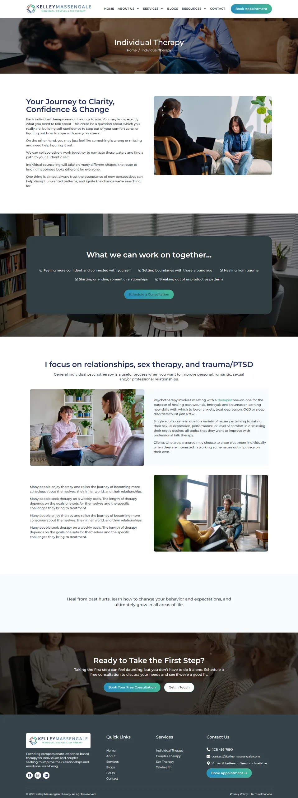 Kelley Massengale Therapy Service Details Page Design
