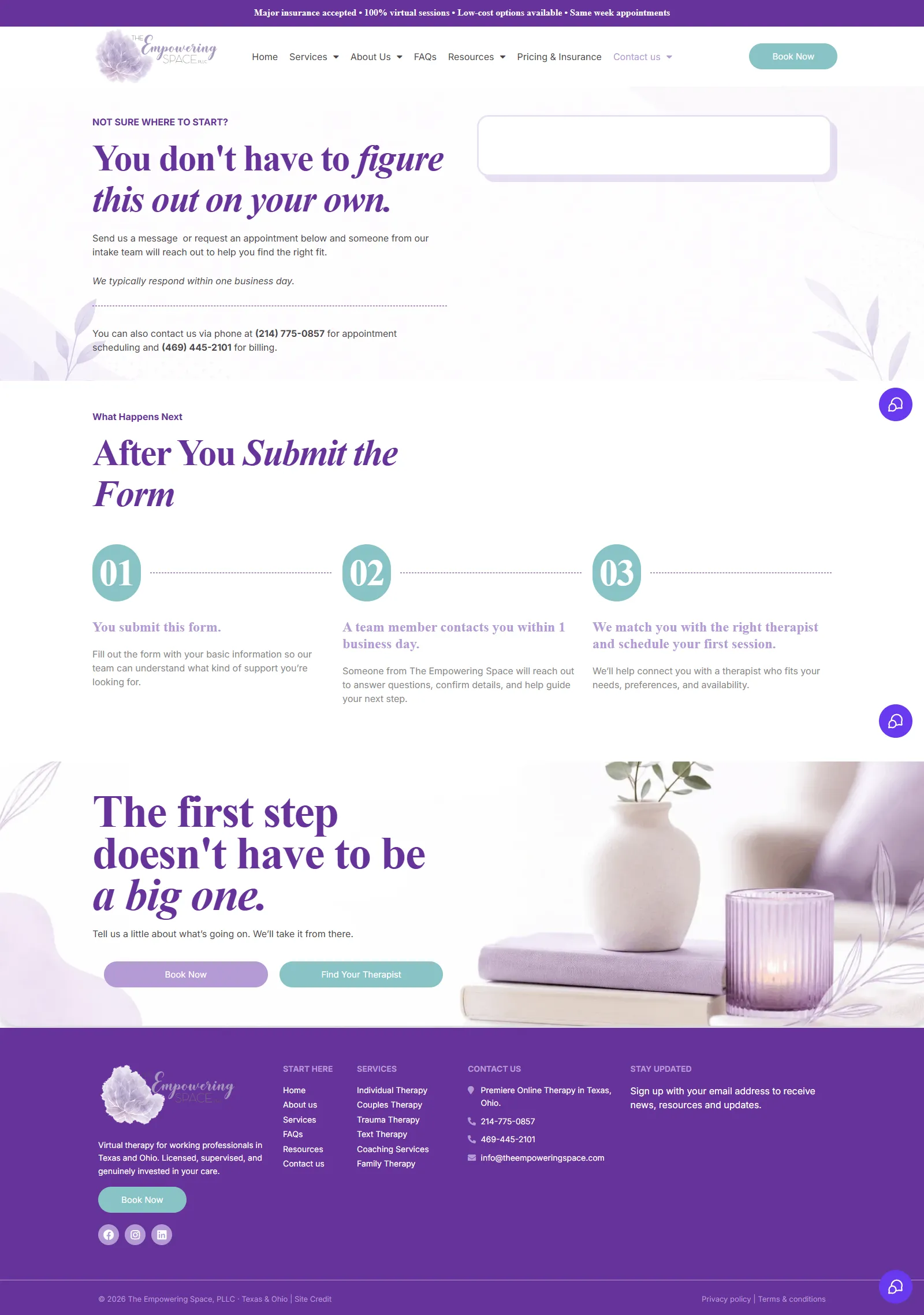 The Empowering Space Contact Page Design