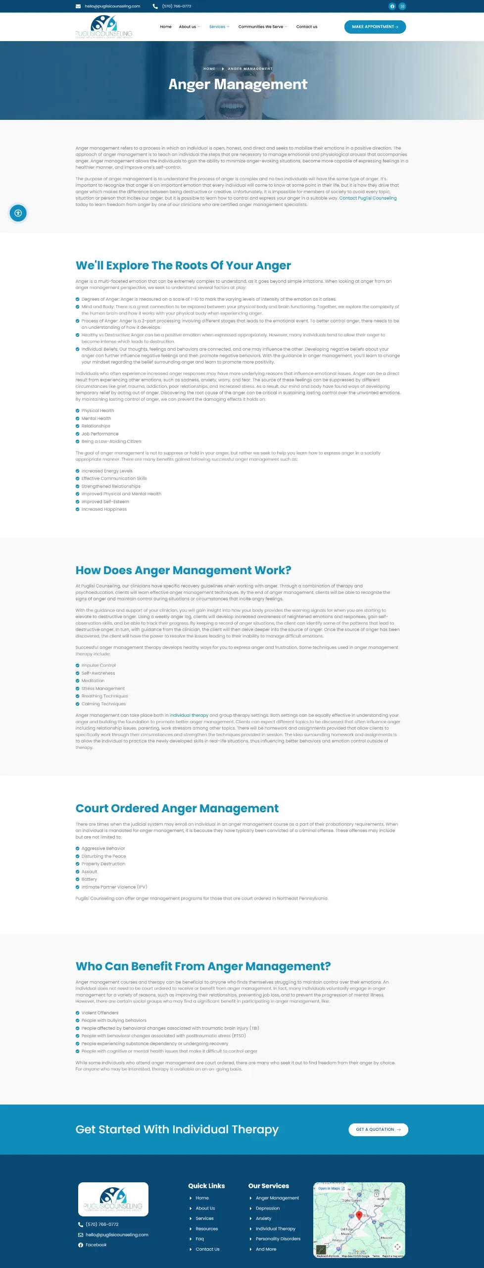 Puglisi Counseling therapy service detail page redesign
