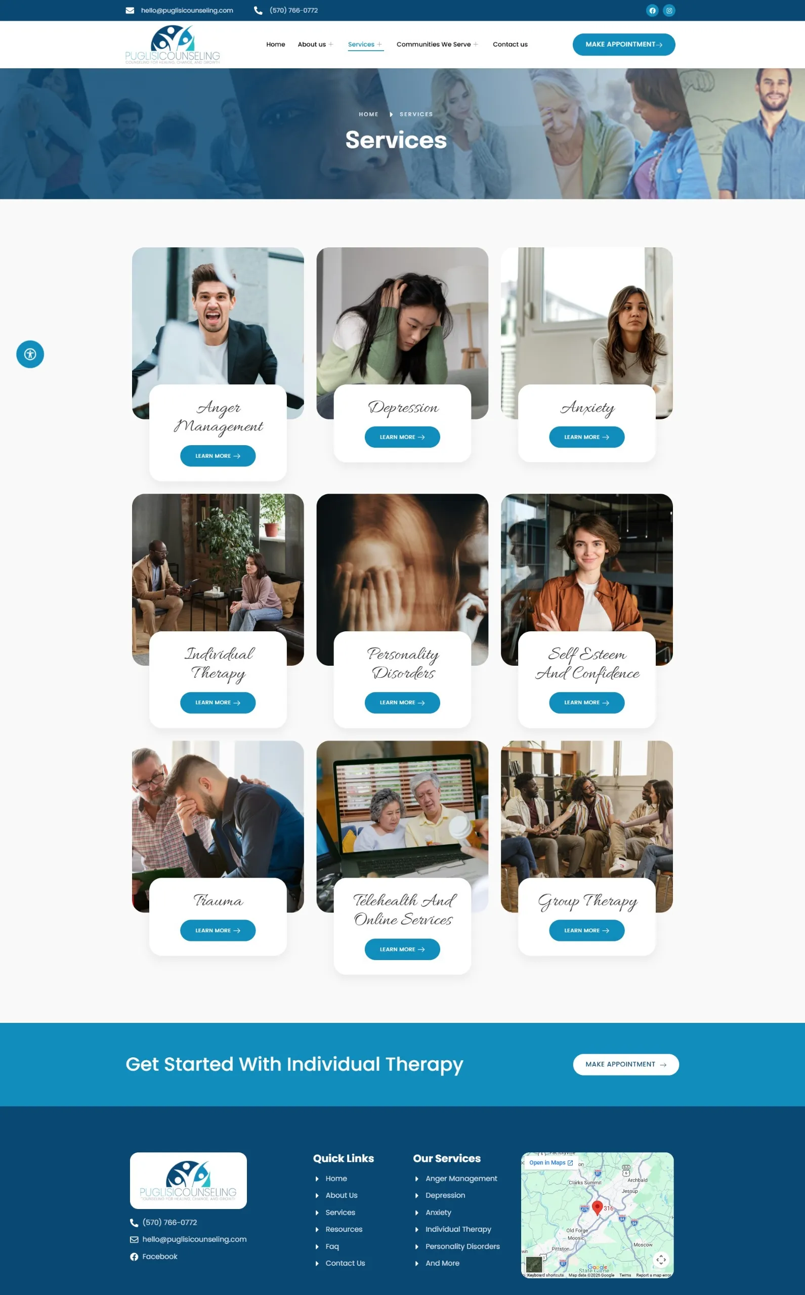 Puglisi Counseling redesigned therapy website
